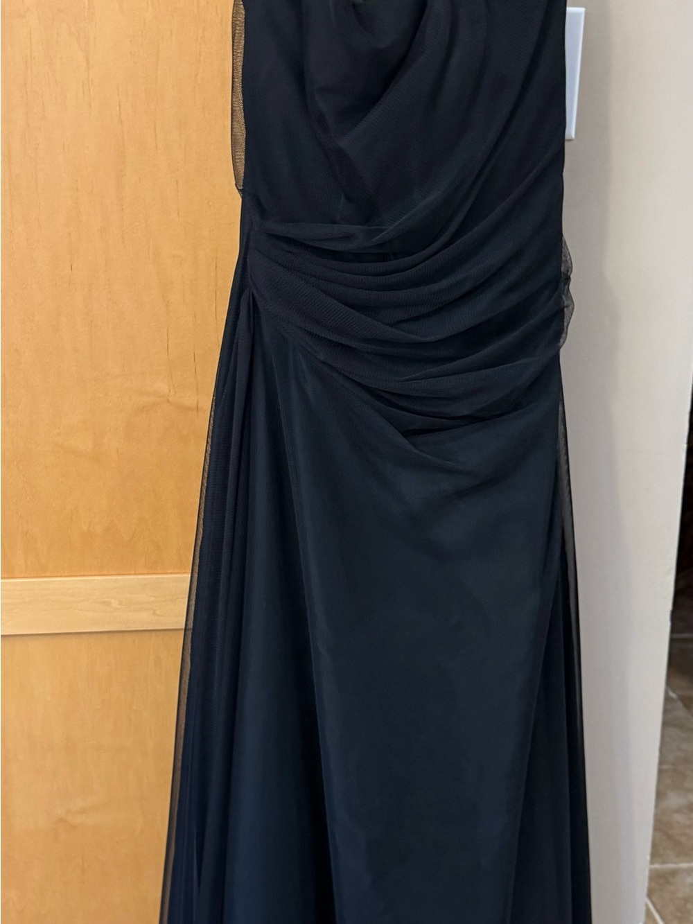 Vera Wang Black Draped Maxi Evening Gown